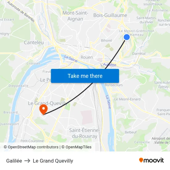 Galilée to Le Grand Quevilly map