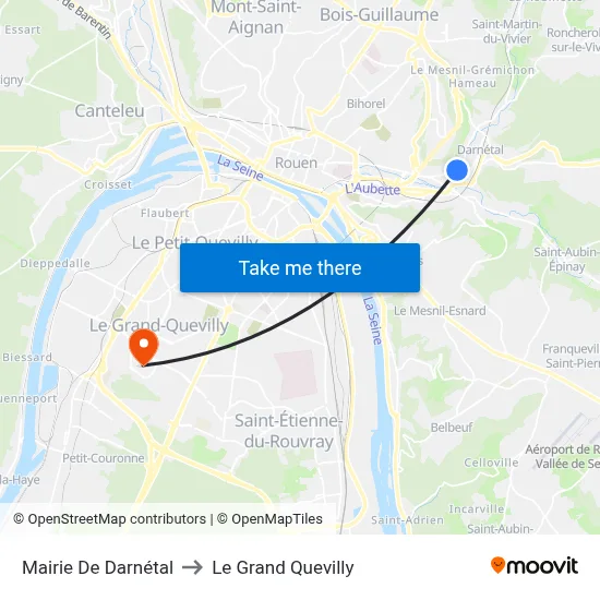 Mairie De Darnétal to Le Grand Quevilly map