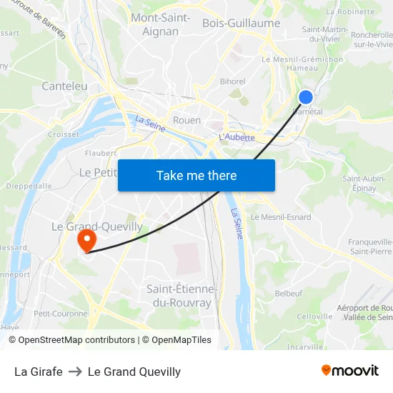 La Girafe to Le Grand Quevilly map