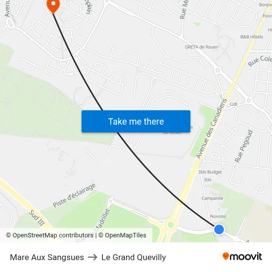 Mare Aux Sangsues to Le Grand Quevilly map