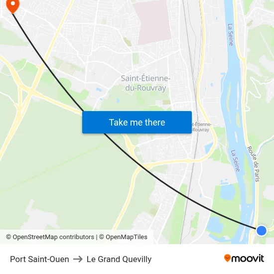 Port Saint-Ouen to Le Grand Quevilly map