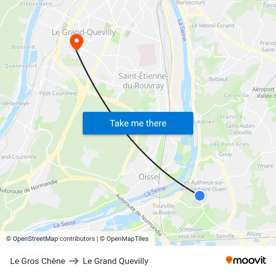 Le Gros Chêne to Le Grand Quevilly map