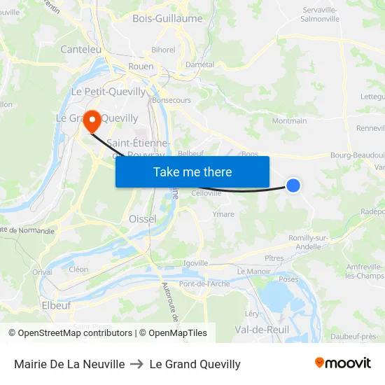 Mairie De La Neuville to Le Grand Quevilly map