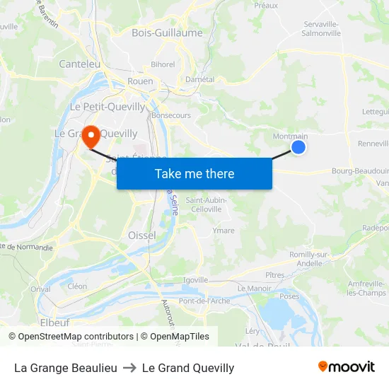 La Grange Beaulieu to Le Grand Quevilly map