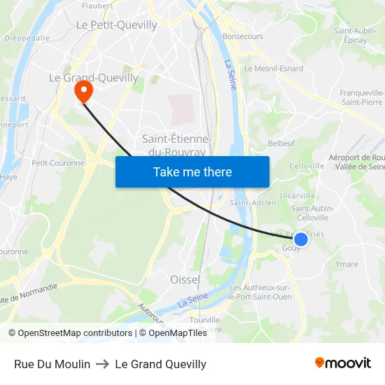 Rue Du Moulin to Le Grand Quevilly map