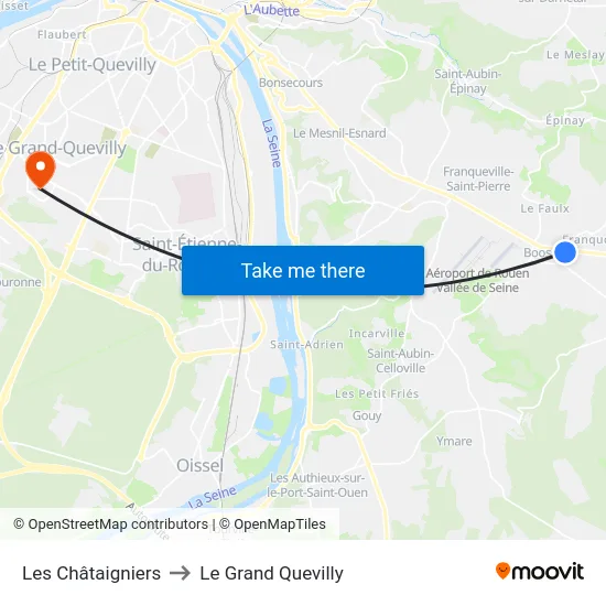 Les Châtaigniers to Le Grand Quevilly map