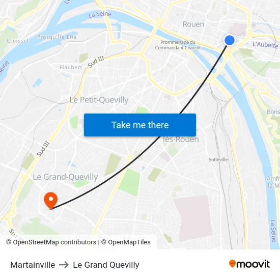 Martainville to Le Grand Quevilly map