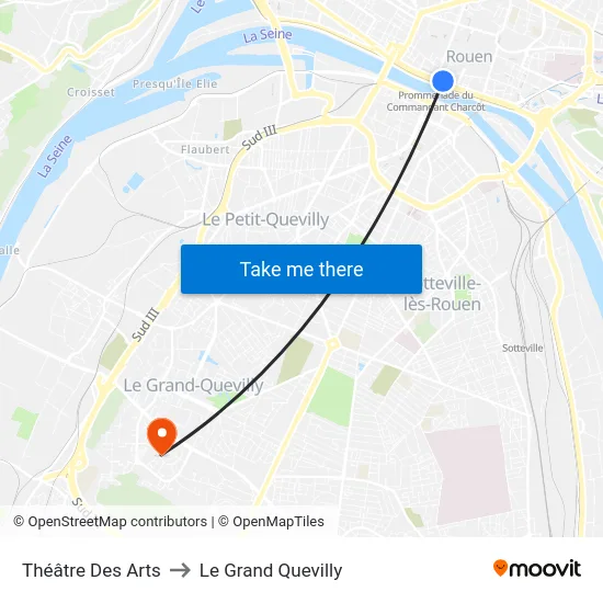 Théâtre Des Arts to Le Grand Quevilly map