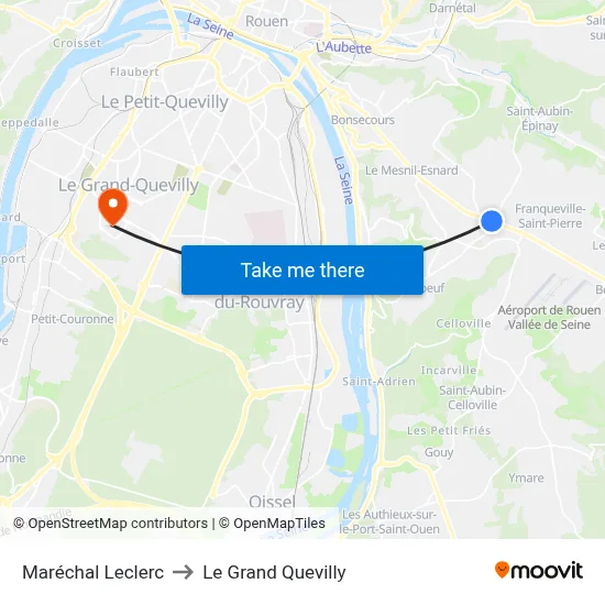 Maréchal Leclerc to Le Grand Quevilly map