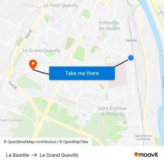 La Bastille to Le Grand Quevilly map