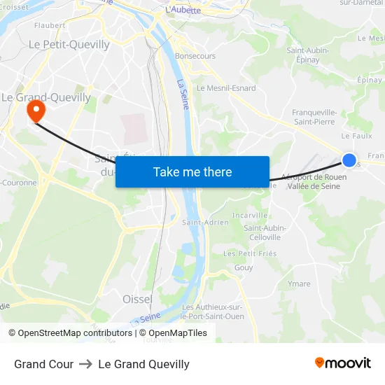 Grand Cour to Le Grand Quevilly map