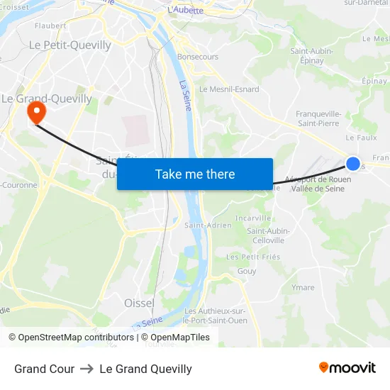 Grand Cour to Le Grand Quevilly map