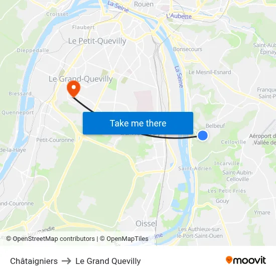 Châtaigniers to Le Grand Quevilly map