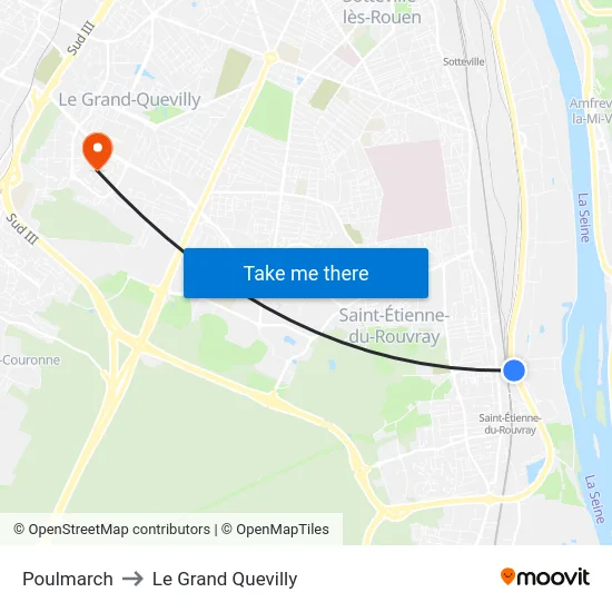 Poulmarch to Le Grand Quevilly map