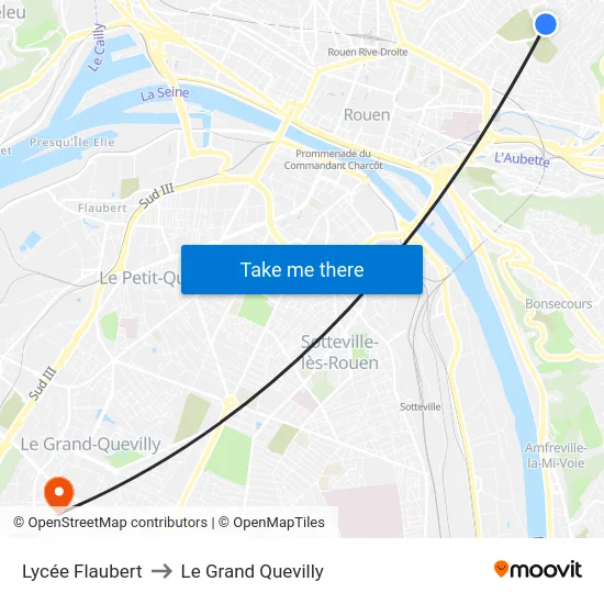 Lycée Flaubert to Le Grand Quevilly map
