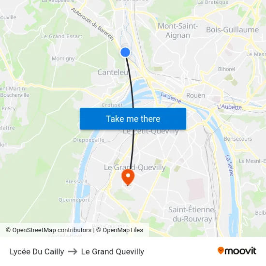 Lycée Du Cailly to Le Grand Quevilly map