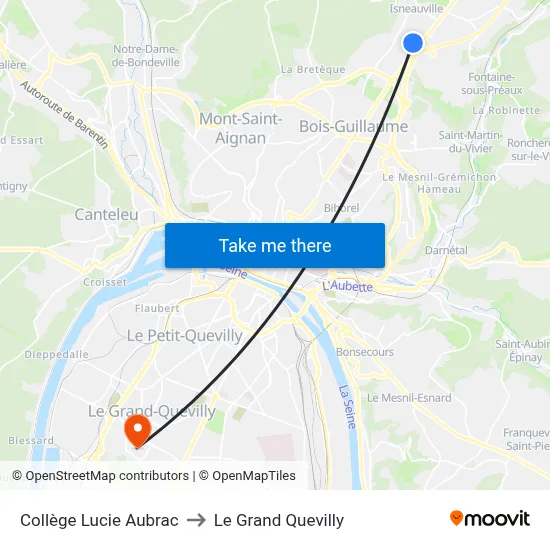 Collège Lucie Aubrac to Le Grand Quevilly map