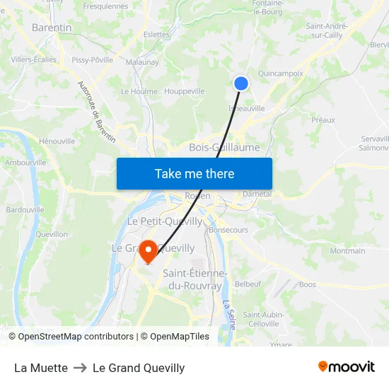 La Muette to Le Grand Quevilly map