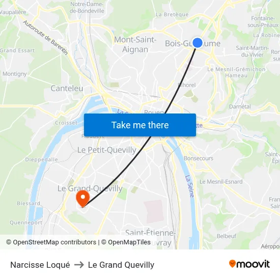 Narcisse Loqué to Le Grand Quevilly map