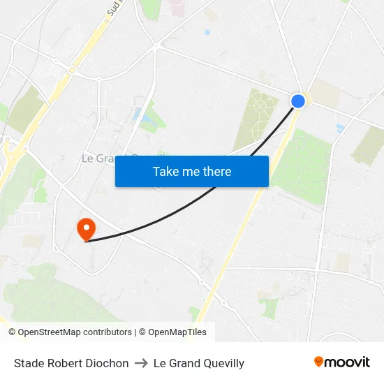 Stade Robert Diochon to Le Grand Quevilly map