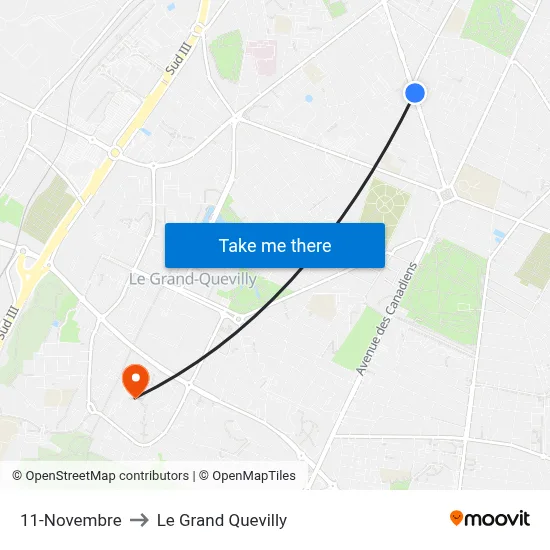 11-Novembre to Le Grand Quevilly map