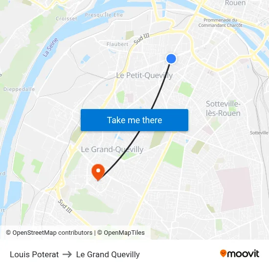 Louis Poterat to Le Grand Quevilly map