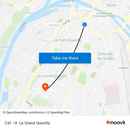 Caf to Le Grand Quevilly map