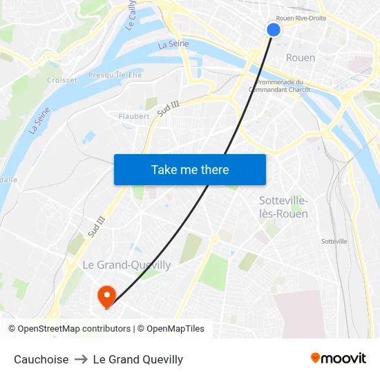 Cauchoise to Le Grand Quevilly map