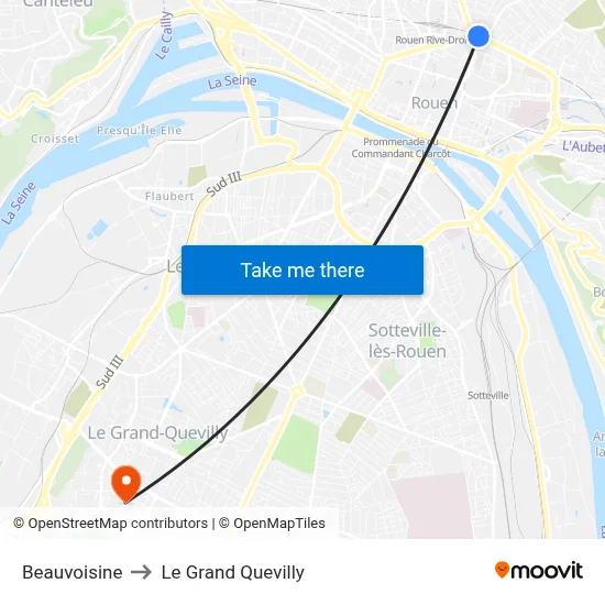 Beauvoisine to Le Grand Quevilly map