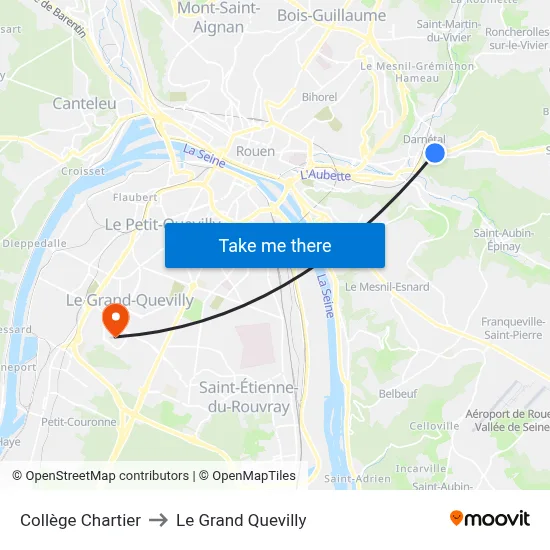 Collège Chartier to Le Grand Quevilly map