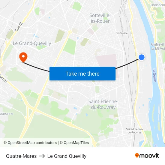 Quatre-Mares to Le Grand Quevilly map