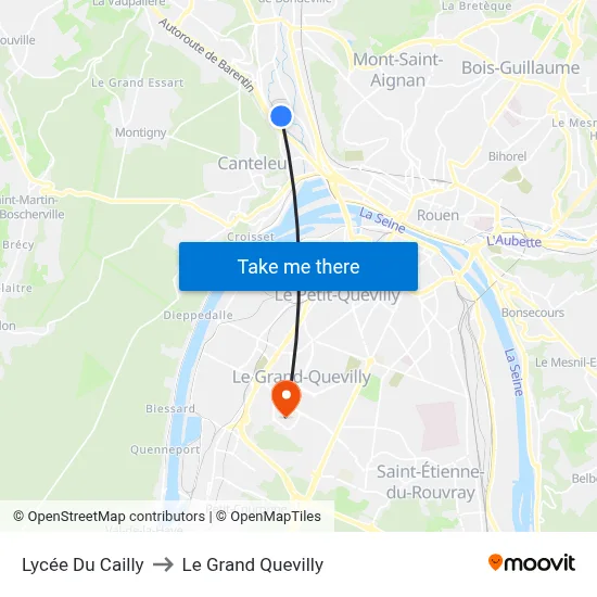 Lycée Du Cailly to Le Grand Quevilly map