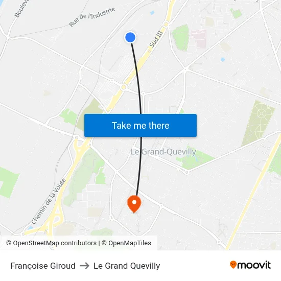 Françoise Giroud to Le Grand Quevilly map