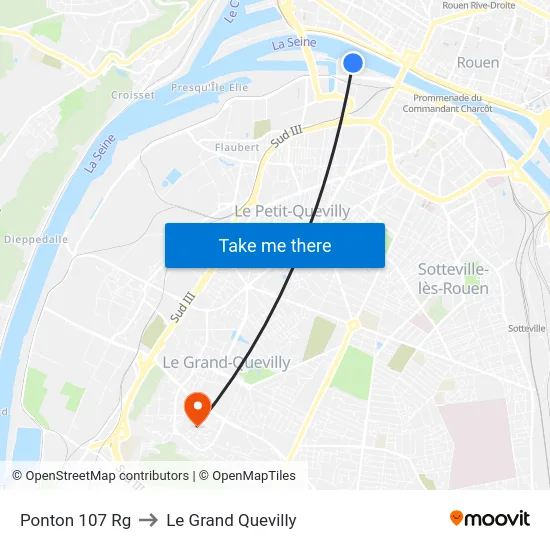 Ponton 107 Rg to Le Grand Quevilly map