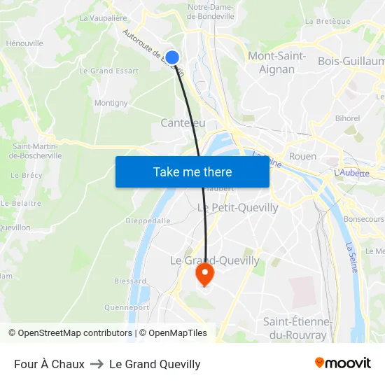 Four À Chaux to Le Grand Quevilly map