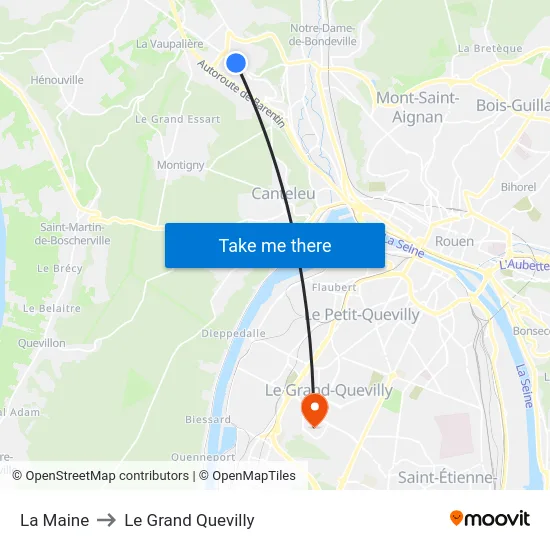 La Maine to Le Grand Quevilly map