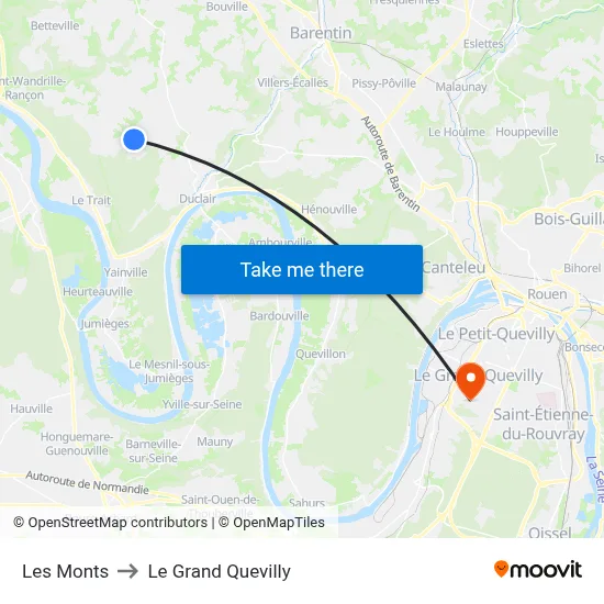 Les Monts to Le Grand Quevilly map