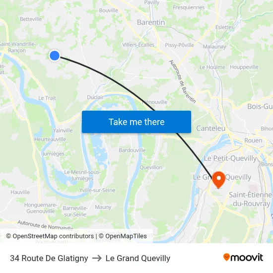 34 Route De Glatigny to Le Grand Quevilly map