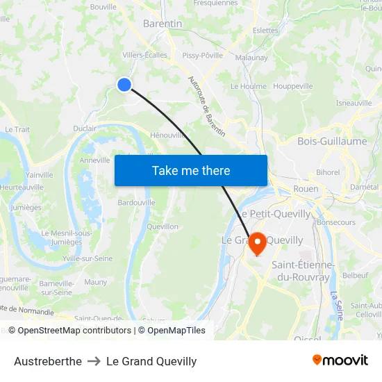 Austreberthe to Le Grand Quevilly map