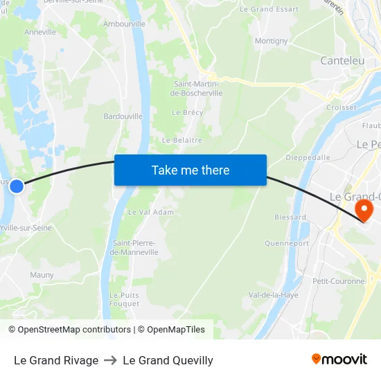 Le Grand Rivage to Le Grand Quevilly map