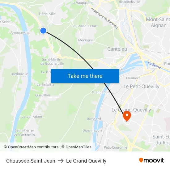 Chaussée Saint-Jean to Le Grand Quevilly map