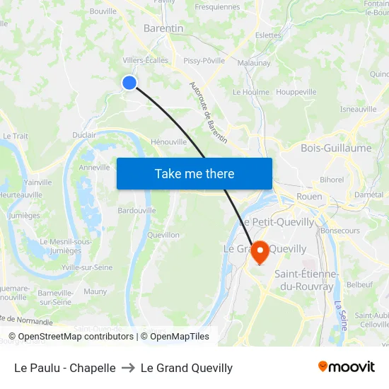 Le Paulu - Chapelle to Le Grand Quevilly map