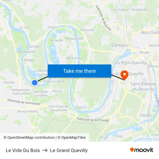 Le Vide Du Bois to Le Grand Quevilly map