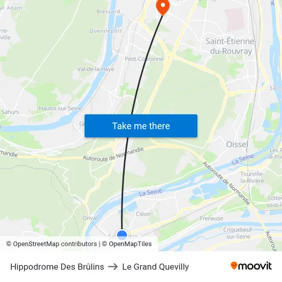 Hippodrome Des Brûlins to Le Grand Quevilly map