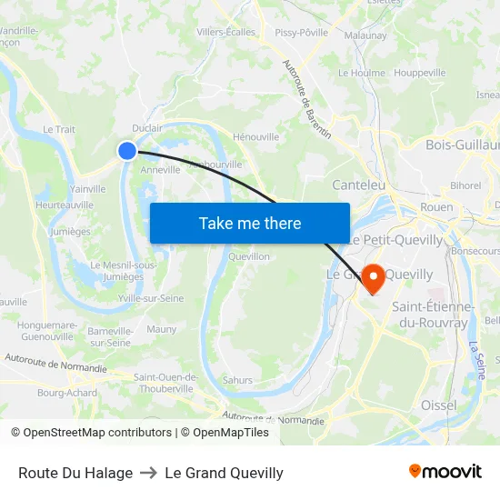 Route Du Halage to Le Grand Quevilly map