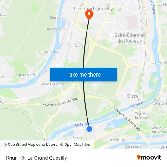 Rnur to Le Grand Quevilly map