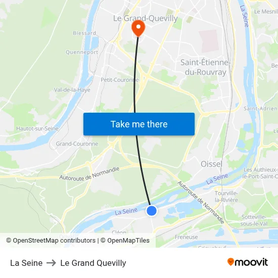 La Seine to Le Grand Quevilly map