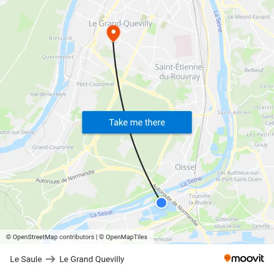 Le Saule to Le Grand Quevilly map