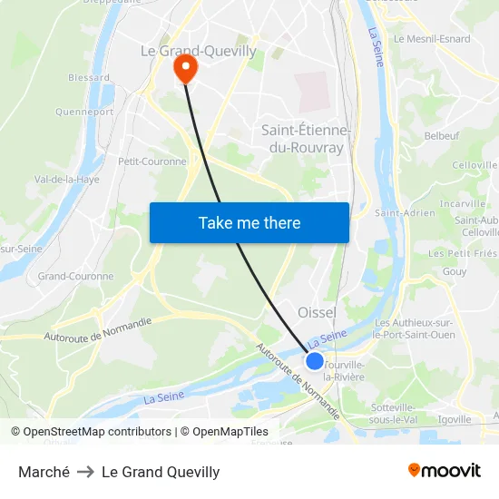 Marché to Le Grand Quevilly map