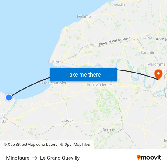 Minotaure to Le Grand Quevilly map